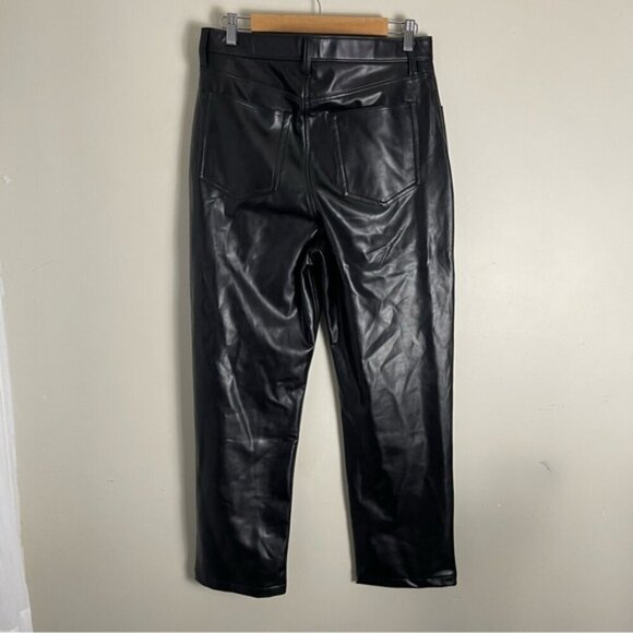 Abercrombie & Fitch Curve Love Vegan Leather 90s Straight Pant size 31 Short BK - Picture 7 of 16